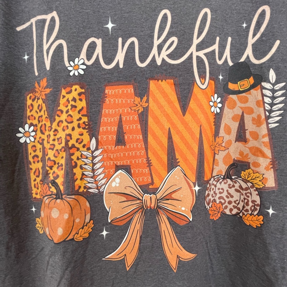 Thankful Mama Thanksgiving Holiday Graphic Tee. Plus Size 2X - Picture 3 of 6